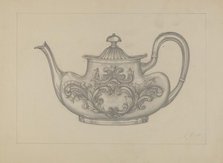 Silver Teapot, 1935/1942. Creator: Arthur Wegg.